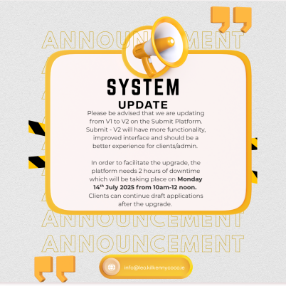 System update Monday 14th July 2025 from 10am-12 noon