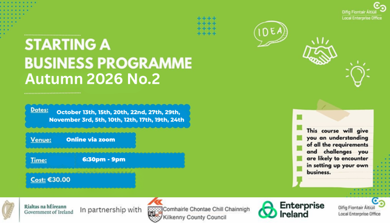 Starting a Business Programme - Autumn 2026 No.2 Starting a Business Programme - Autumn 2026 No.2
