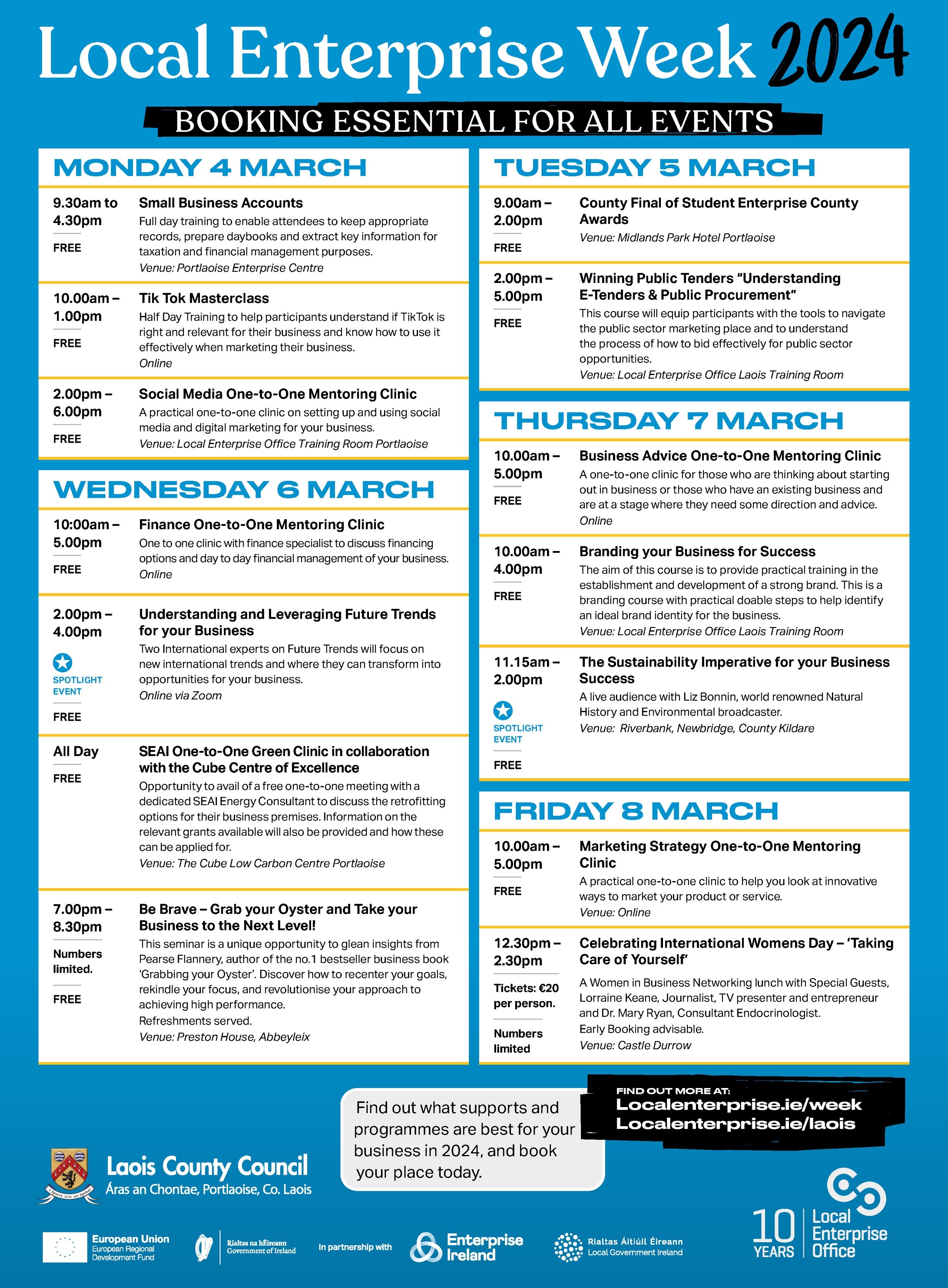 Local Enterprise Week 2024 Schedule