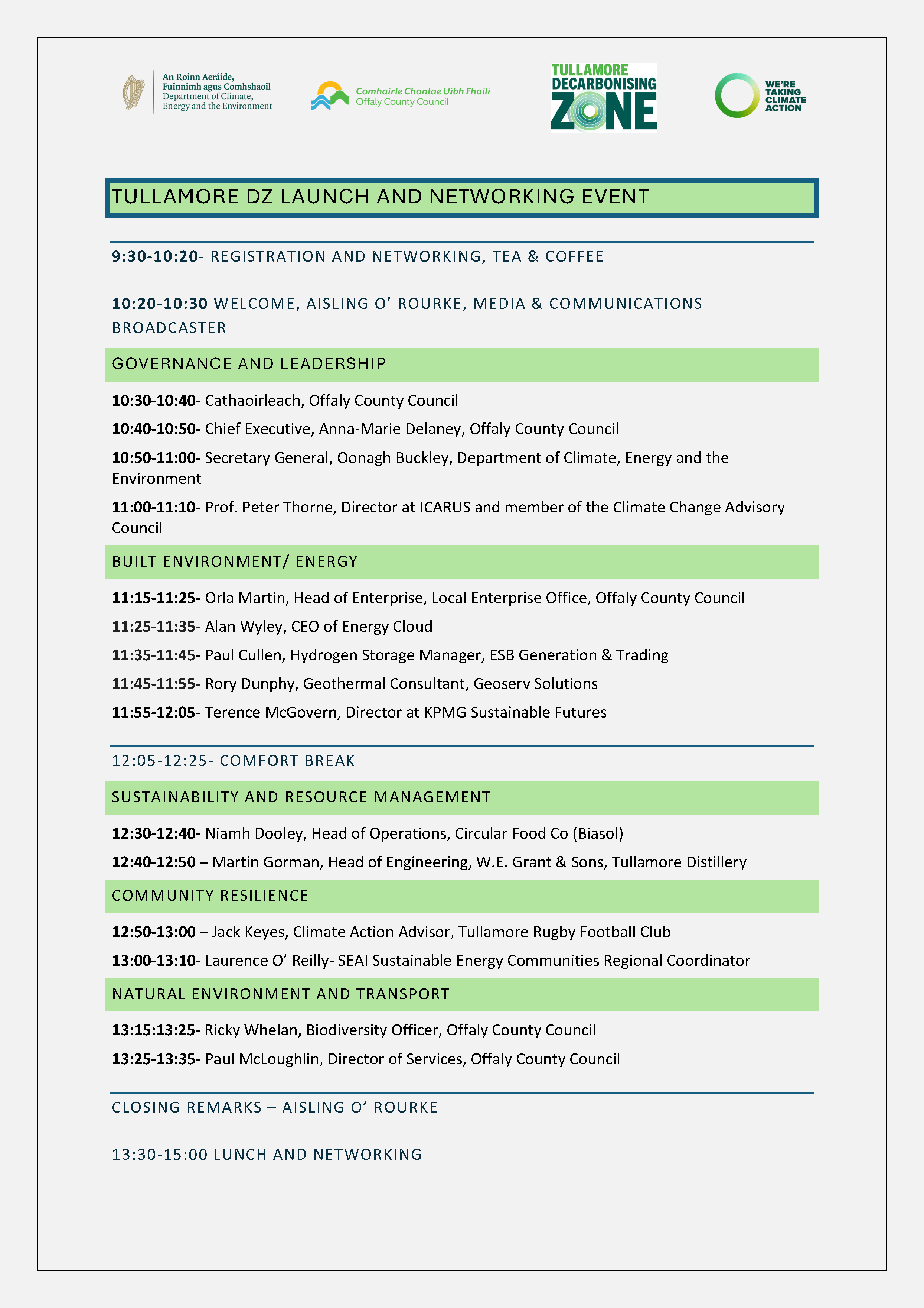 TULLAMORE DZ LAUNCH AND NETWORKING EVENT