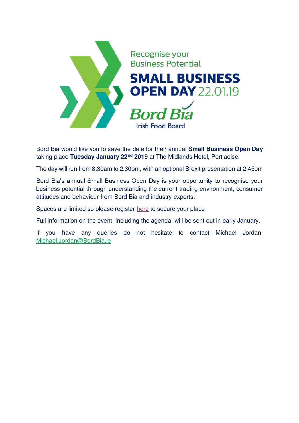 Bord Bia Small Business Open day