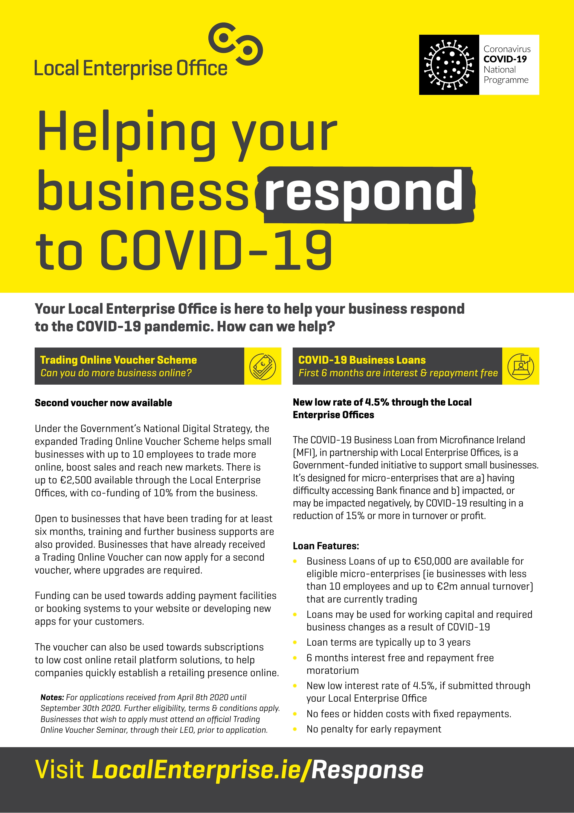 Your Local Enterprise Office is here to help your business respond  to the COVID-19 pandemic. How can we help? 